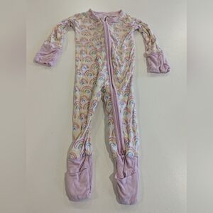 Little Sleepies Zippy One-Piece 0-3 Month Bamboo Rainbow Girl Baby Footie Pastel